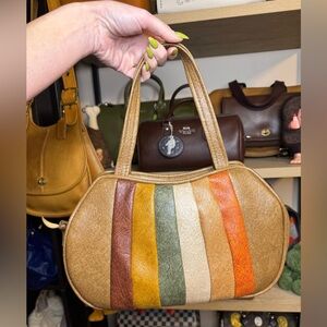 Vintage 70s Vinyl Striped Bag